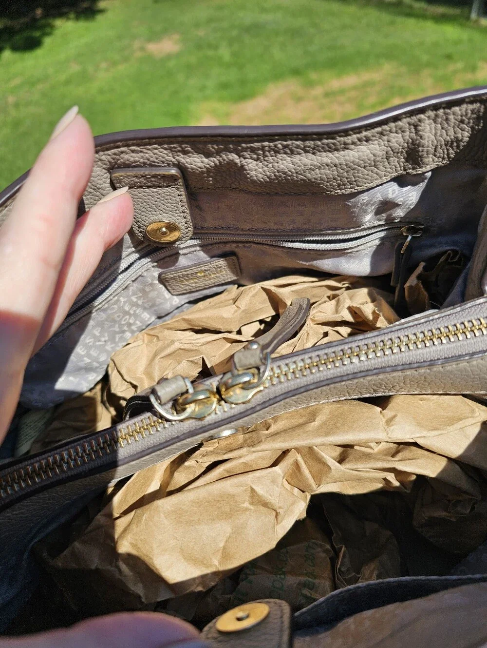 Kate Spade Larchmont Avenue Evangelie Satchel Leather Grease Grey Taupe - Picture 6 of 14
